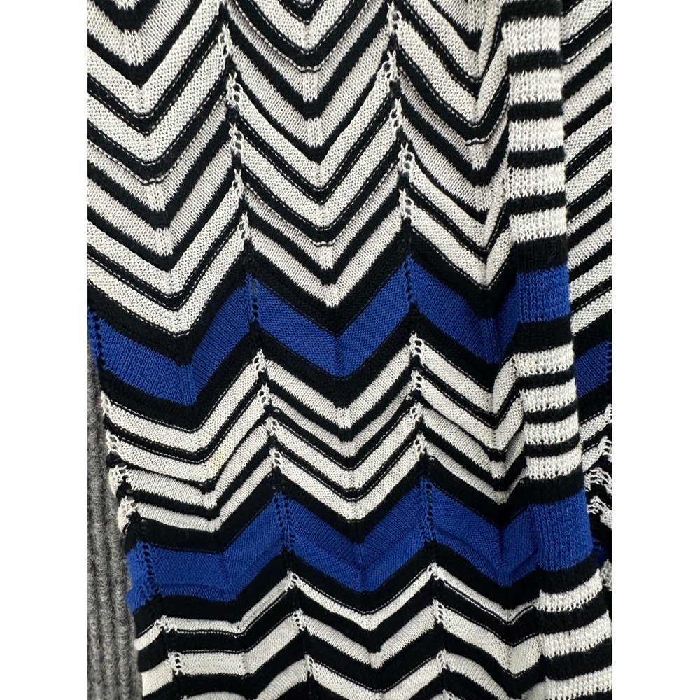 Chico's Cardigan Women Size 0 Blue Black White Chevron Open Front Knit Excellent - Picture 3 of 7